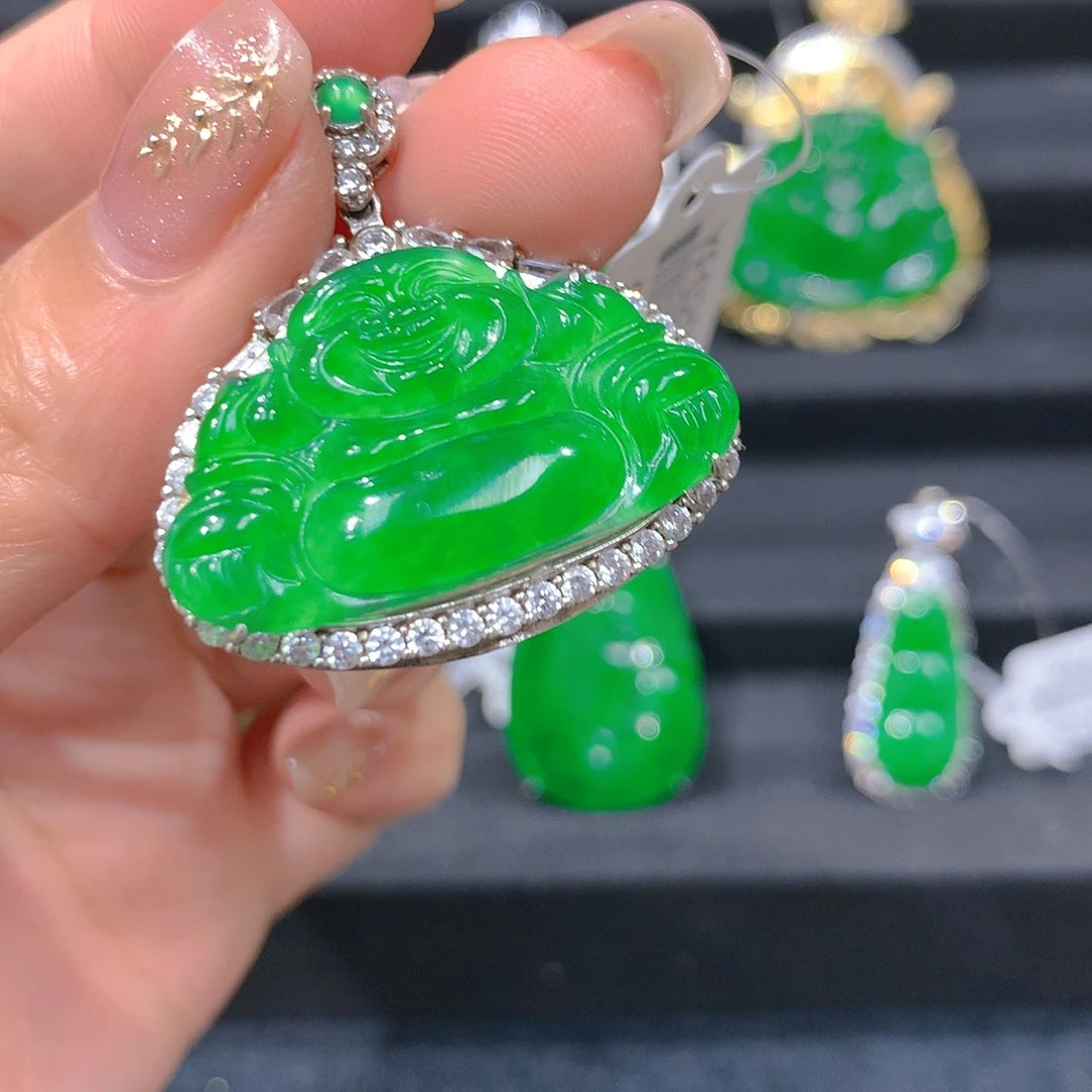 翡翠吊坠(赠链)银S925镶嵌0888