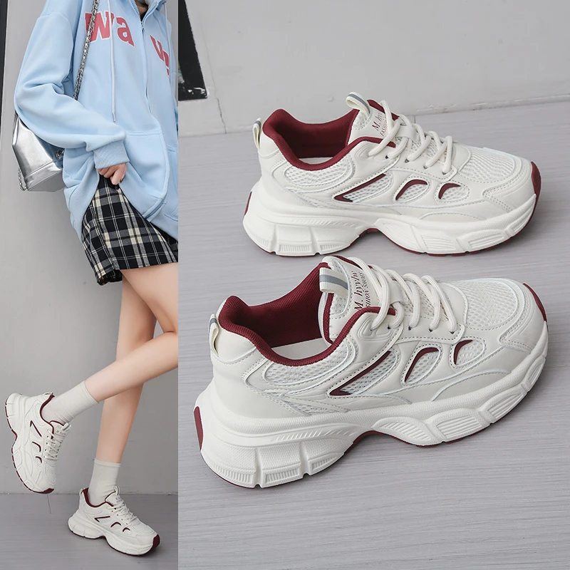 2025新款时尚爆款老爹鞋透气休闲厚底鞋百搭轻便舒适增高运动鞋