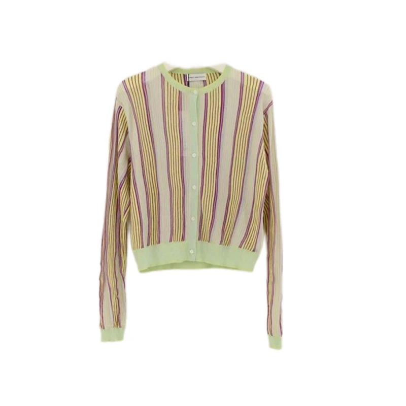 SHORT SENTENCE短句 设计师品牌25春新款拼色竖条纹针织开衫休闲