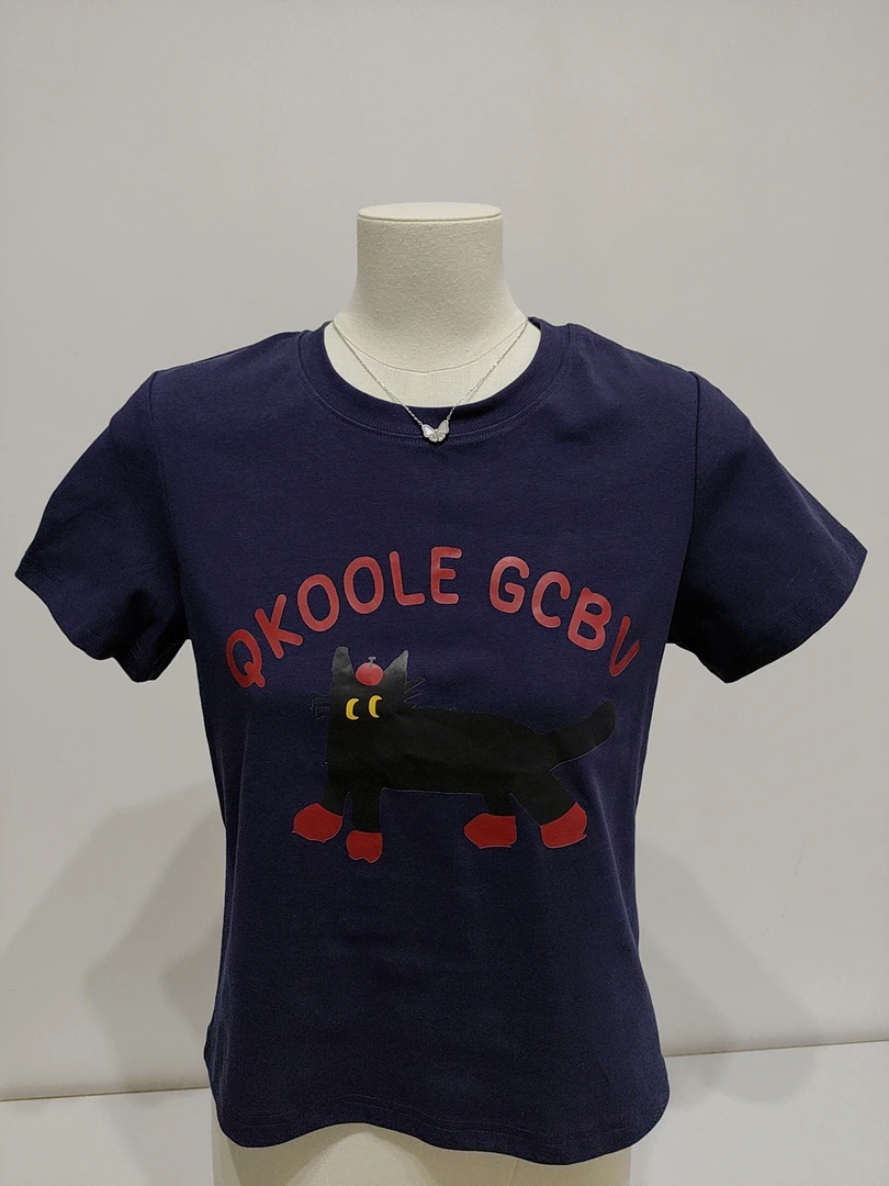 显白显瘦又百搭招财猫迷T恤手感短袖2025夏季新款女圆领上衣tee