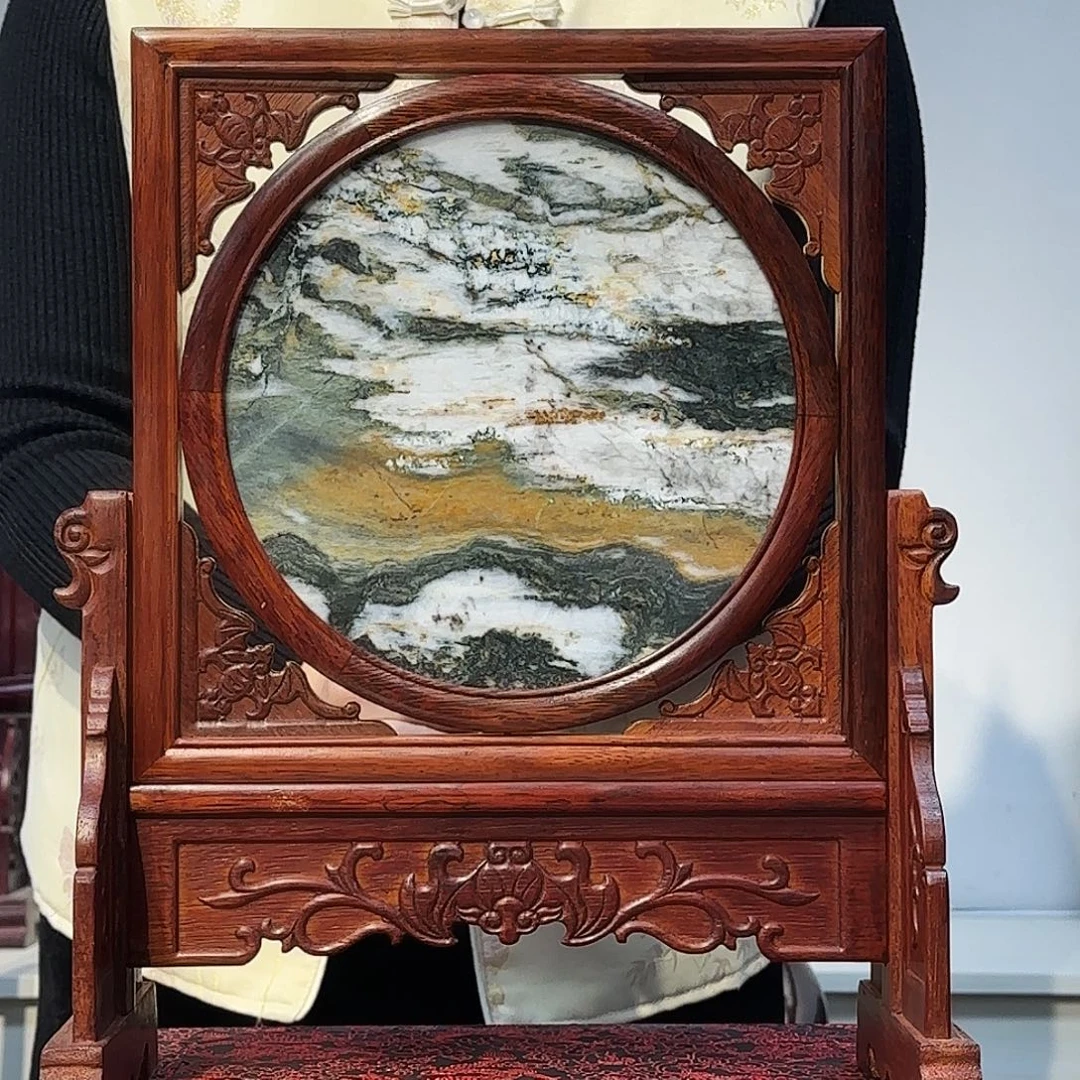 石材天然大理石画屏风摆件