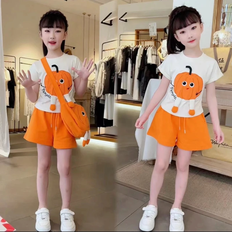 女童夏季洋气网红炸街休闲套装2025新款儿童6-12岁短袖运动两件套