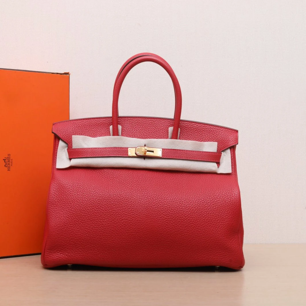 99新 Hermes/爱马仕 鲜红色 Togo皮 框Q 金扣 birkin P225070722