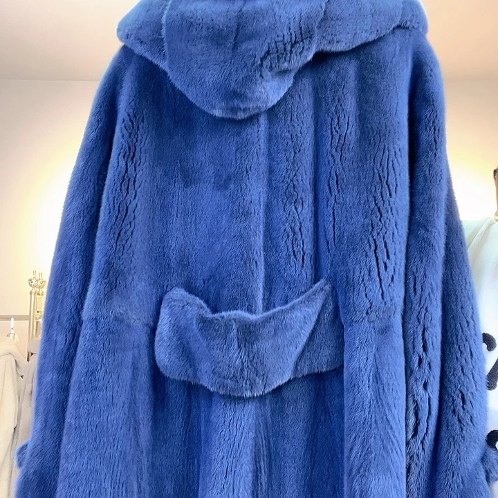 皮草大衣外套蓝色