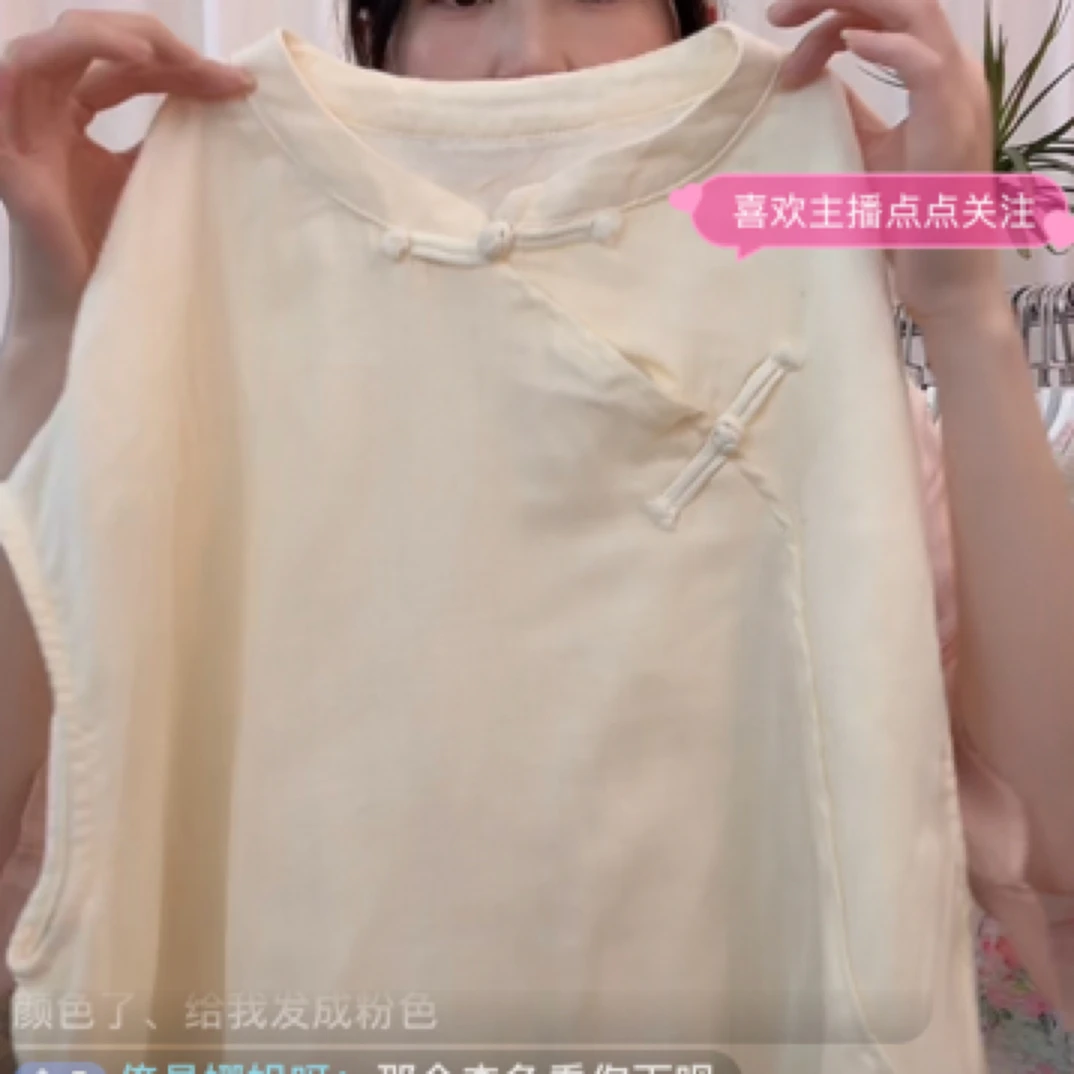 112文艺复古盘扣无袖小衫背心