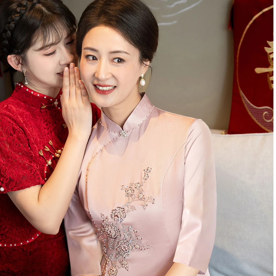 喜婆婆婚宴装2025新款旗袍高端年轻喜妈妈婚宴礼服平时高端高级感