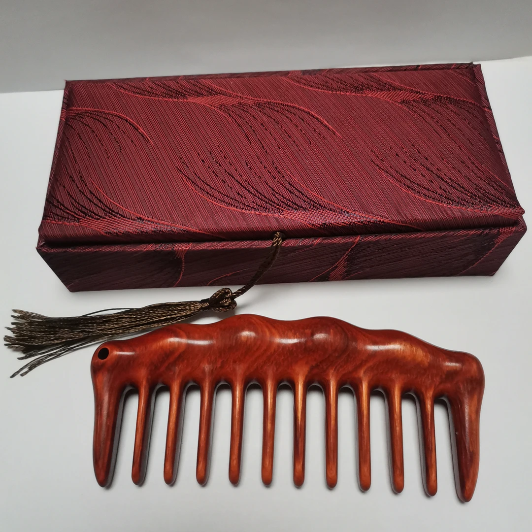 紫檀材质经络疏通穴位按摩器  经络梳 粗齿发梳