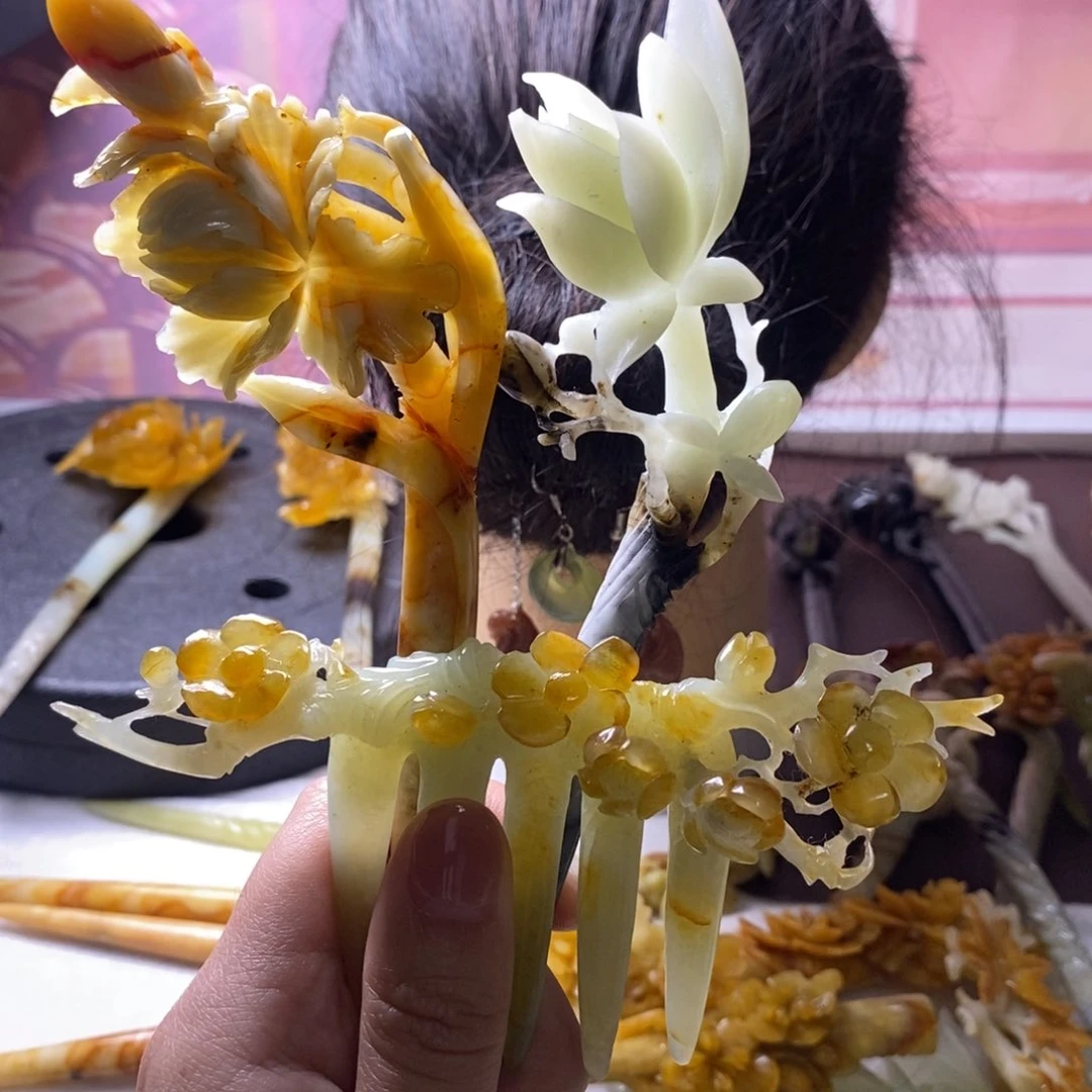 【闪购商品】蛇纹石玉合金发饰