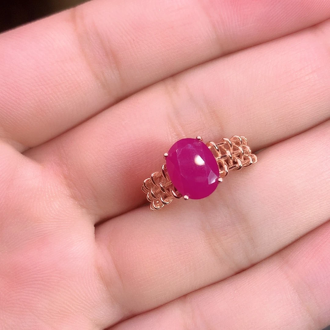 红宝石戒指银S925镶嵌