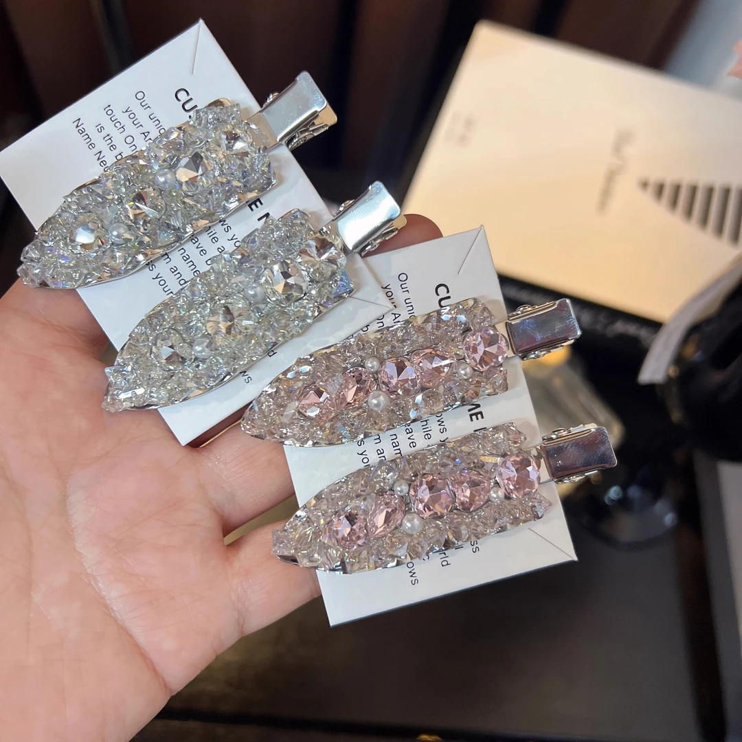 东大门新款小众洋气辣妹风满钻锆石精致无痕刘海夹边夹碎发夹发饰