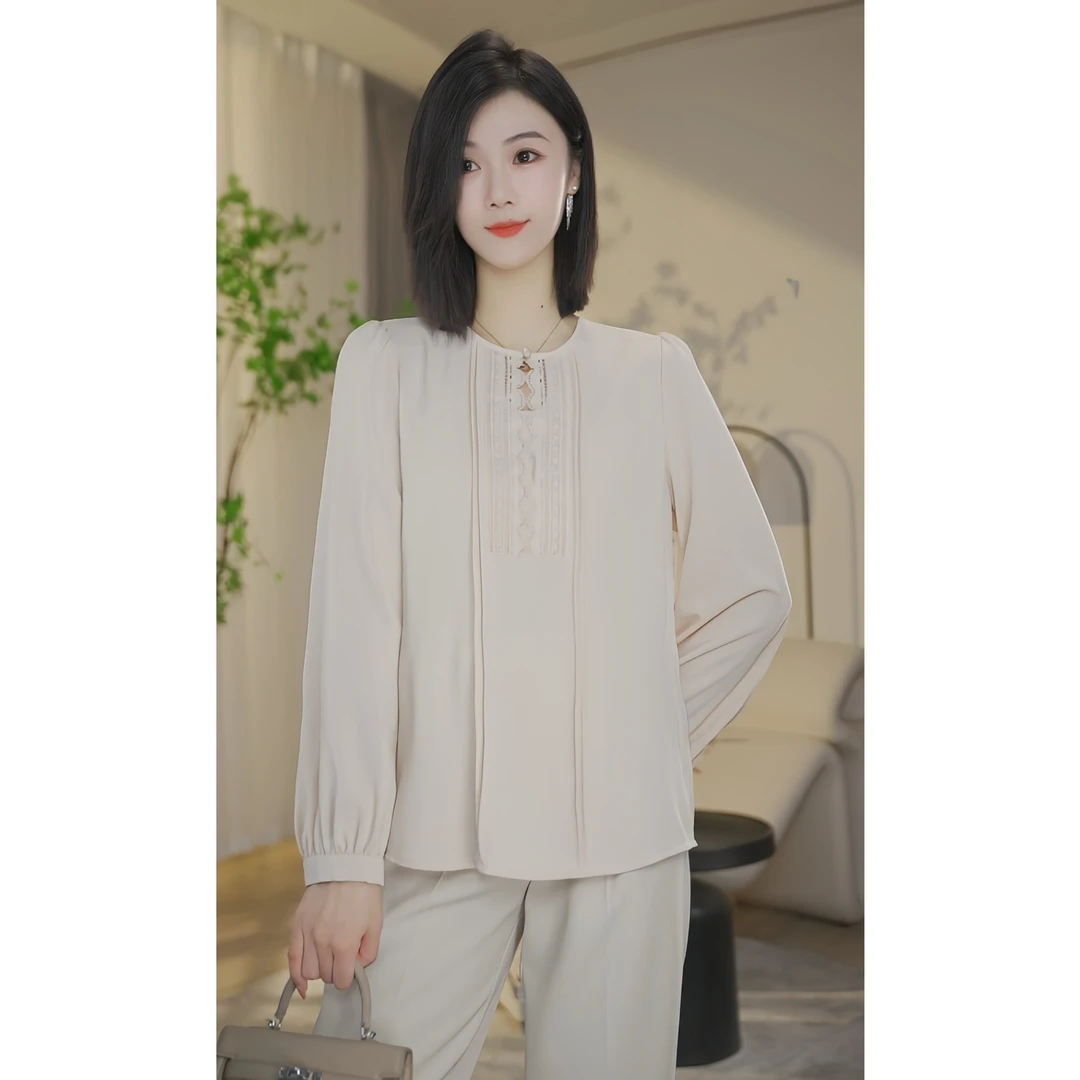 【杨杨专属】专柜秋季新款气质减龄女小众衬衣显瘦8593144香槟色