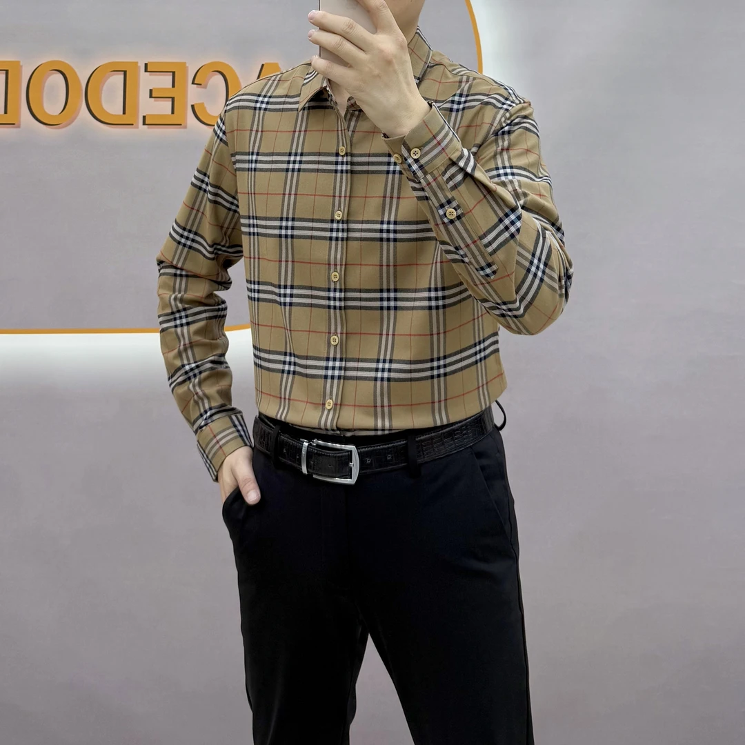 15528款时尚百搭春秋服装版型衬衫男款衬衣长袖格子男秋季潮流