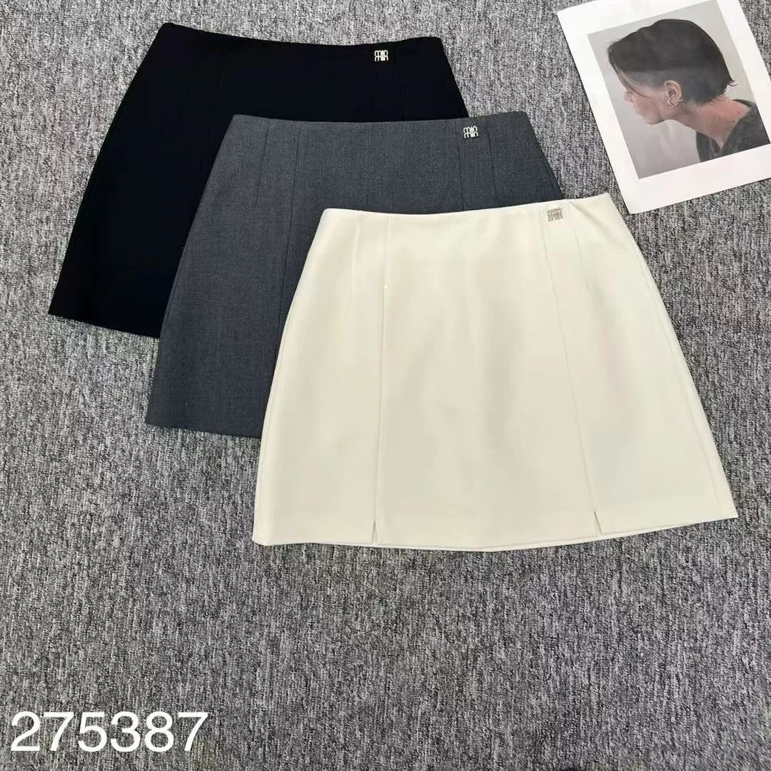 275387上新小开叉韩版小众显瘦百搭高腰A字半身裙