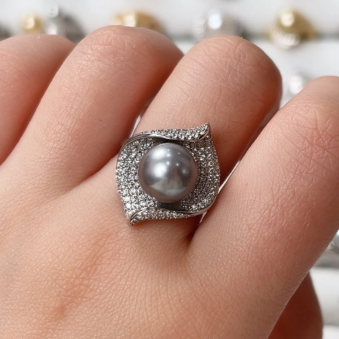 海水珍珠戒指银S925镶嵌