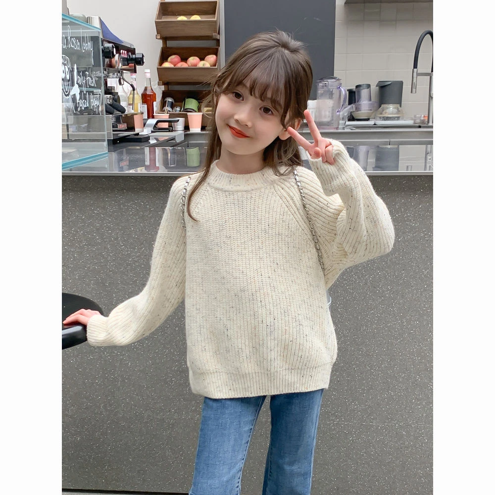女童毛衣新款秋冬洋气套头针织衫公主风线衣女孩小香风不起球毛衣