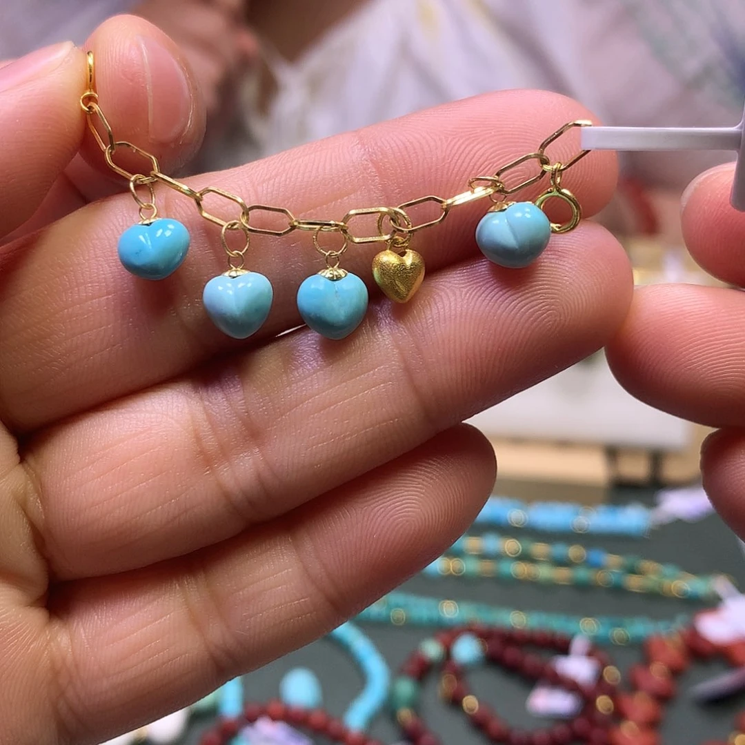 绿松石18K金镶嵌半链