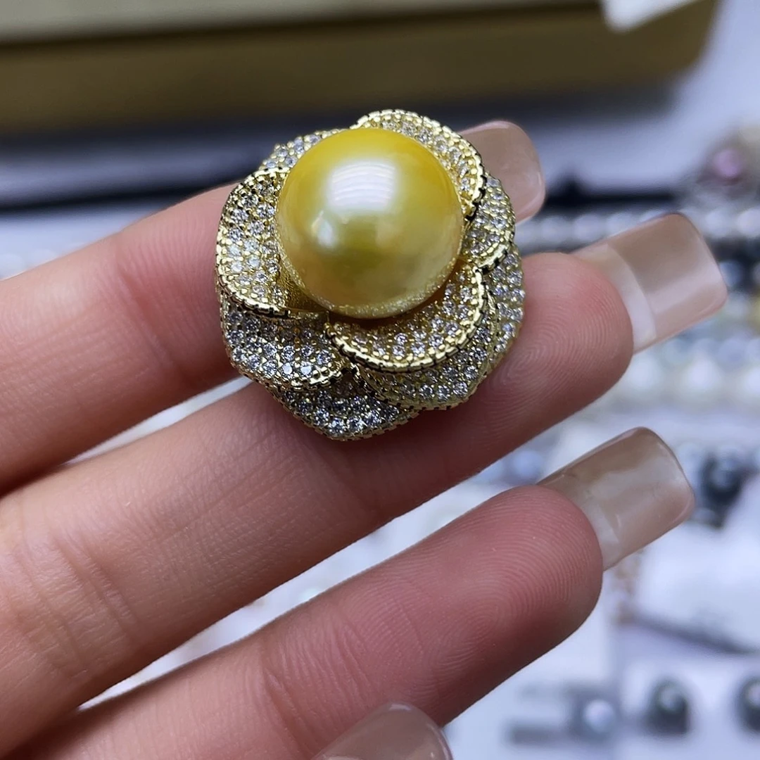 海水珍珠戒指银S925镶嵌