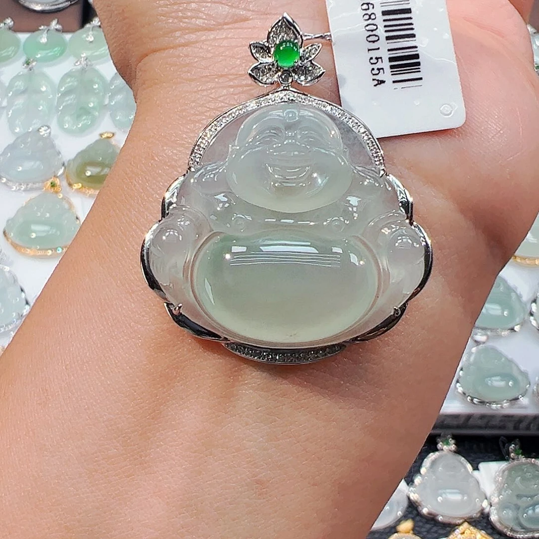 吊坠(不含链)18K金镶嵌翡翠佛公