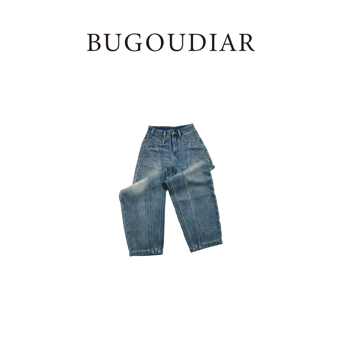 百搭时尚高腰直筒休闲牛仔长裤BU262