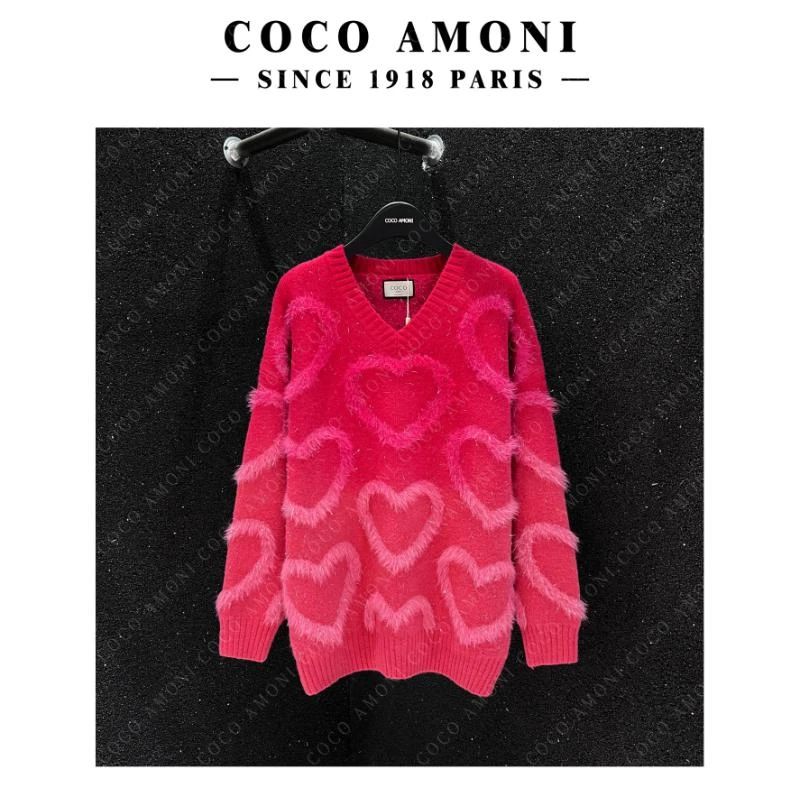 【米娜】休闲V领百搭时尚百搭套头针织上衣显瘦遮肉毛衣DS288