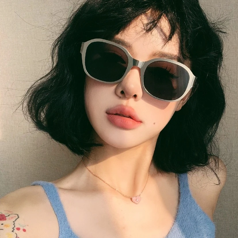 韩版ins质感金属复古凹造型街拍墨镜女潮大框圆脸个性辣妹太阳镜