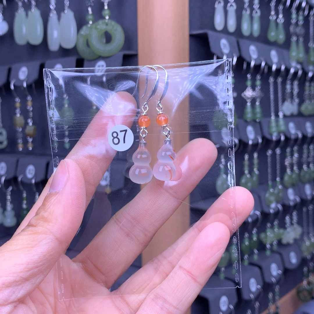 南红玛瑙耳饰银S925镶嵌彩**货