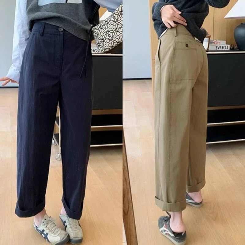 2025年春秋季新款韩版小众纯色宽松休闲裤子时尚洋气高级感裤子潮