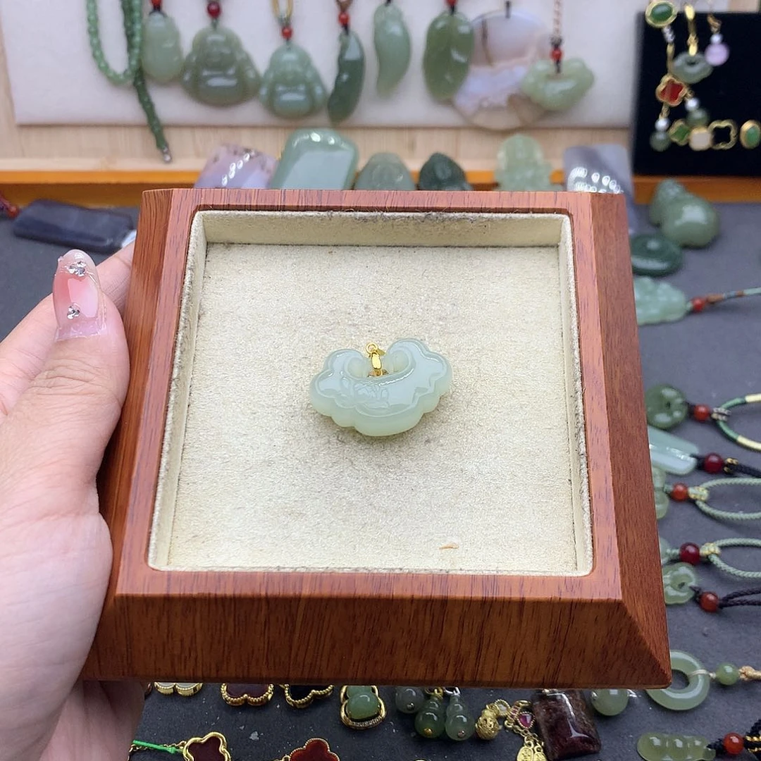 和田玉吊坠(不含链)银S925镶嵌