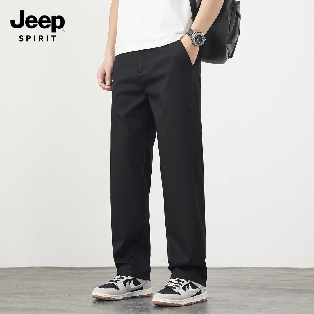 JEEP SPIRIT吉普男士裤子夏薄款2025新款天丝休闲裤黑色百搭男裤H