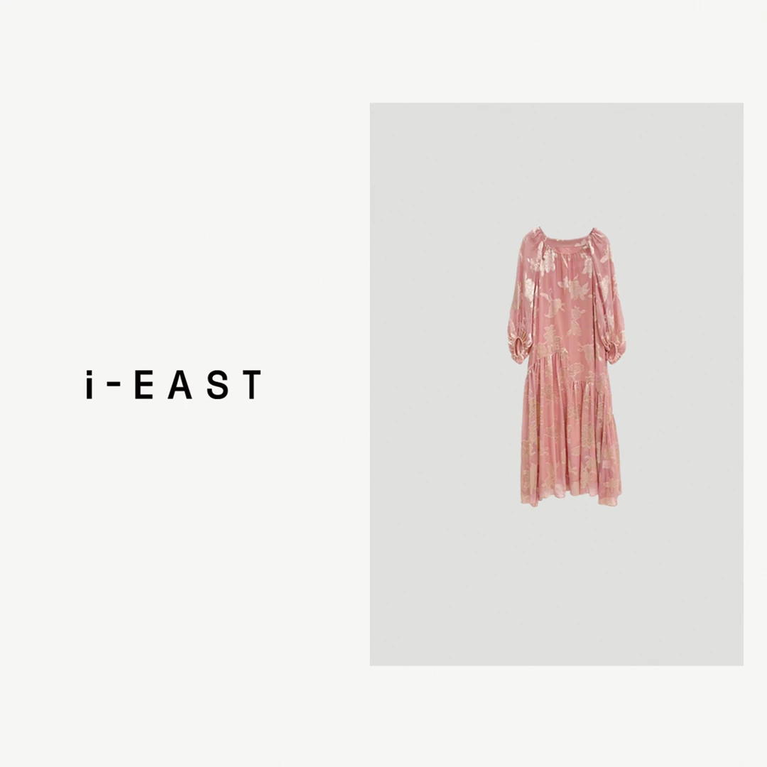 i-EAST 彩云飞鹤~ 气质显瘦中式连衣裙-4X Q32704