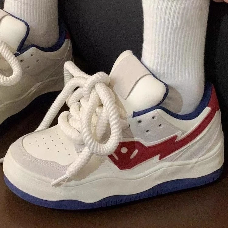 美式厚底面包鞋女2025春秋新款ins潮小众学生复古运动透气板鞋子