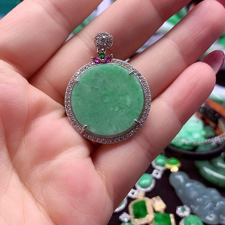 颈饰银S925镶嵌翡翠翡翠