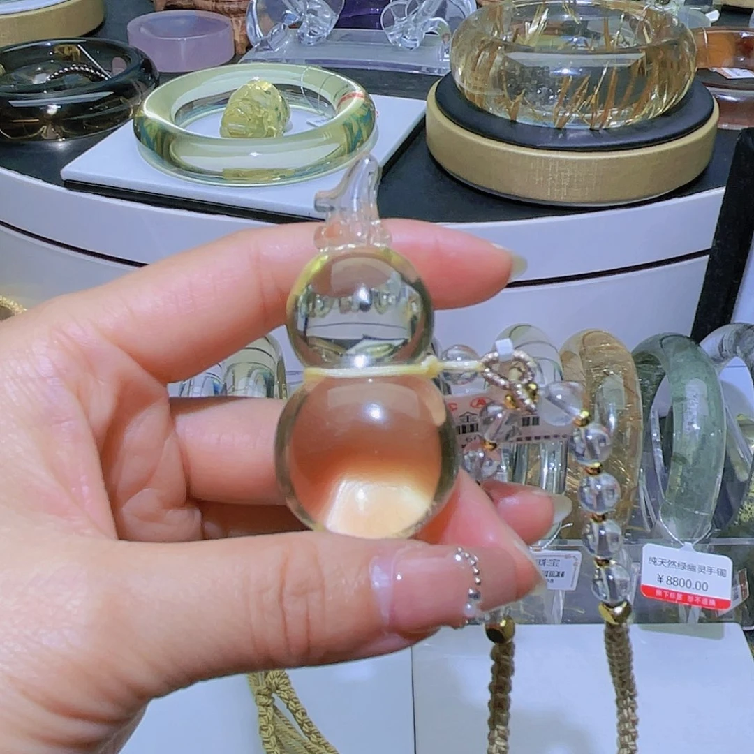 水晶颈饰未镶嵌天然黄水晶葫芦吊坠