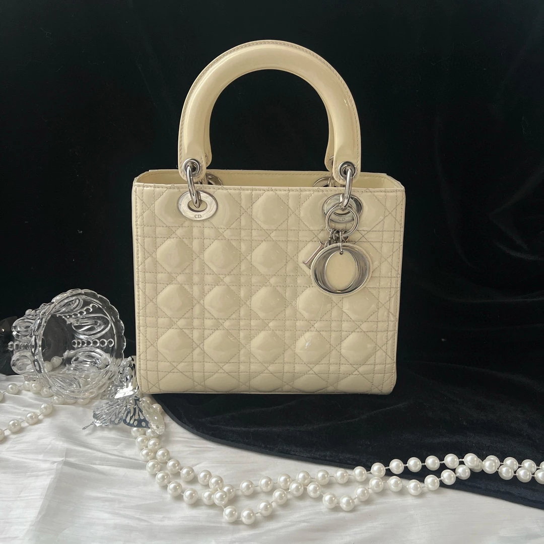 95新 DIOR/迪奥 dior 奶油黄银扣五格戴妃