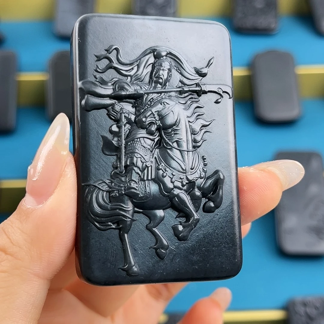 和田玉（墨玉）御马关公未镶嵌