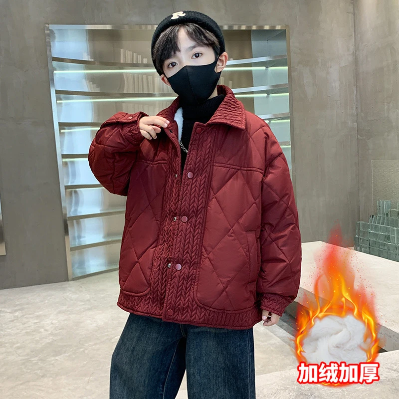 男童外套秋冬款2025新款儿童男孩二棉中大童冬季加绒加厚夹棉棉服