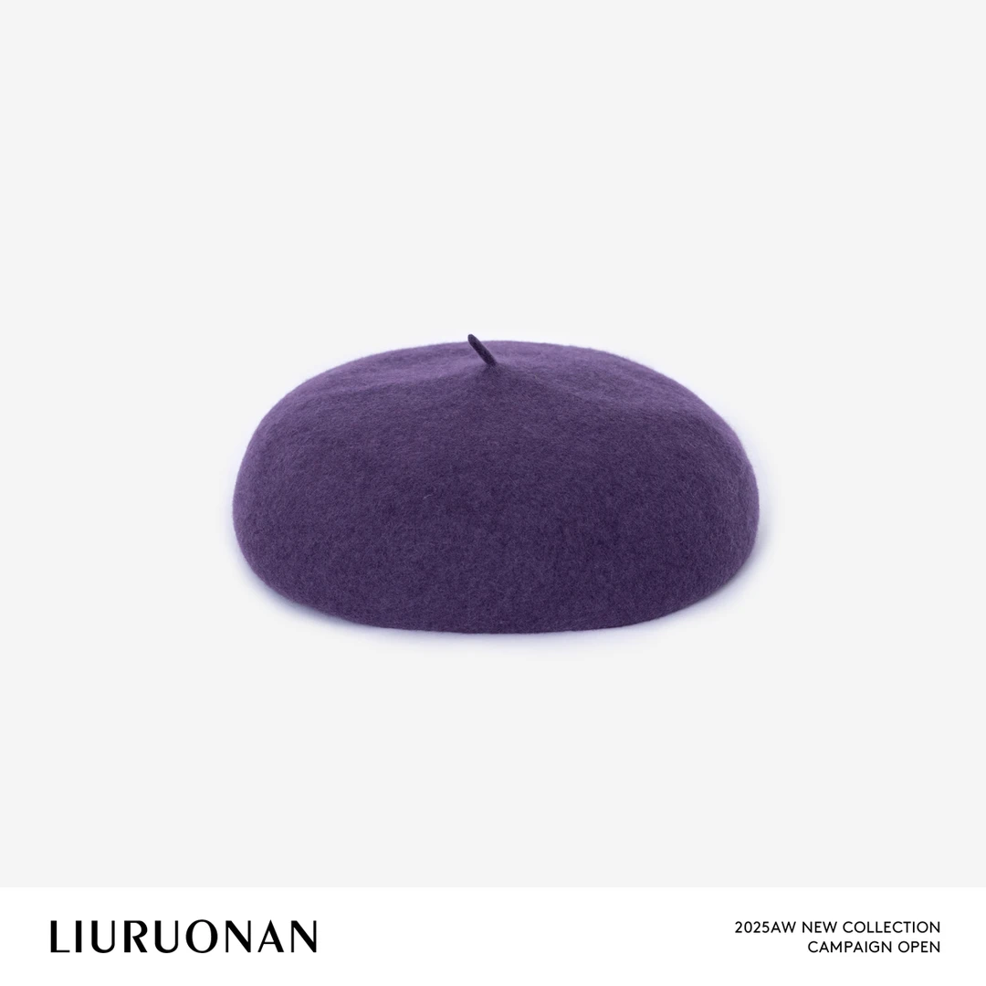 LIURUONAN 25JJ 秋冬澳洲羊毛贝雷帽纯色日系风