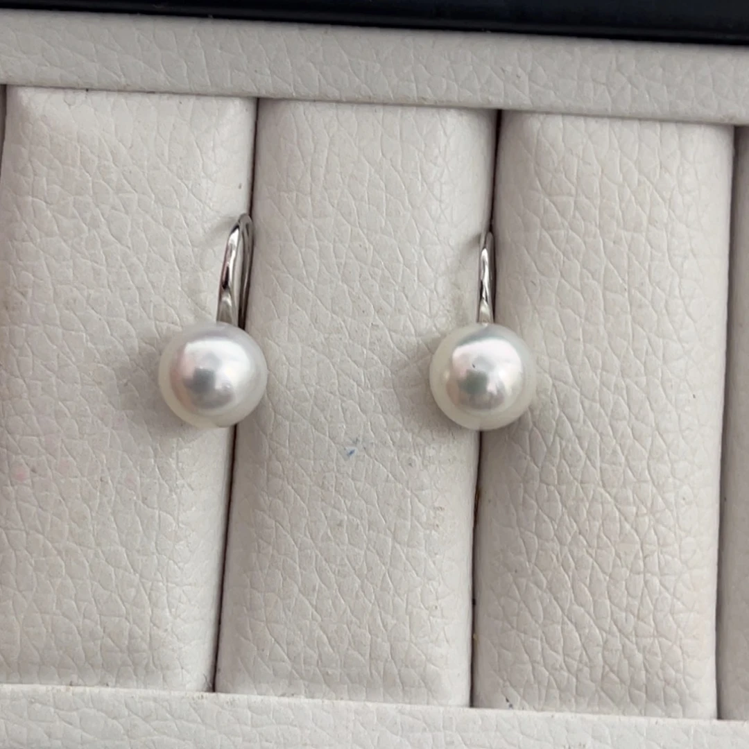 未镶嵌澳白高跟鞋耳勾9-10m m海水珍珠