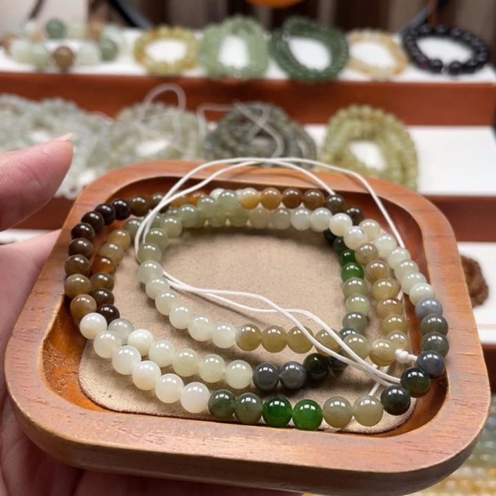 和田玉未镶嵌毛衣链珠串6mm