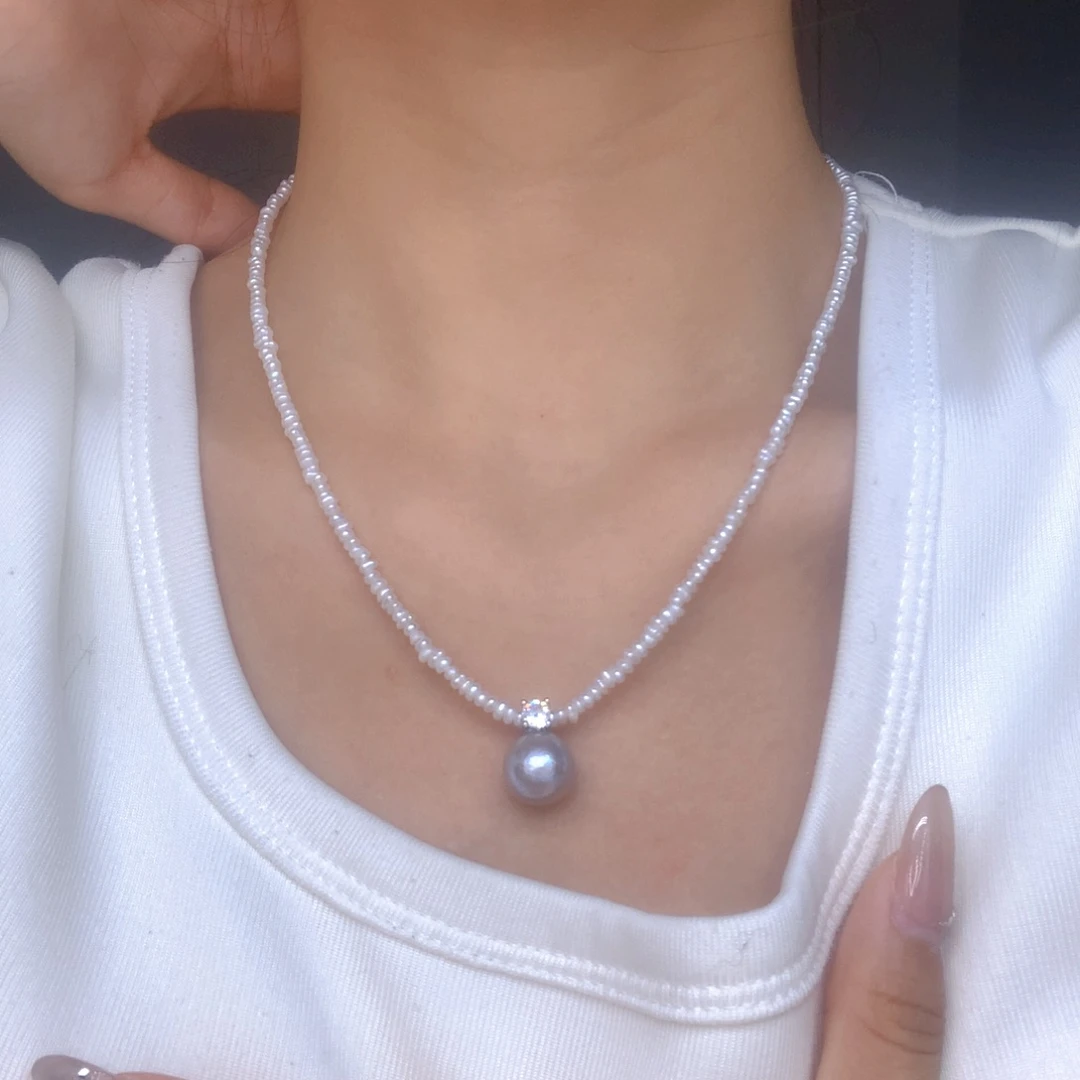 淡水珍珠耳饰银S925镶嵌