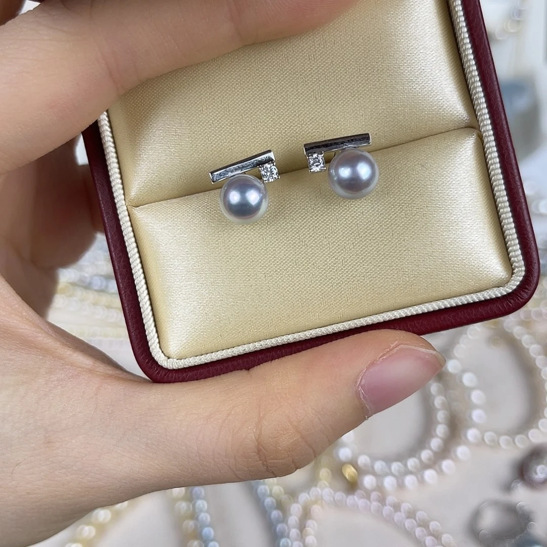 银S925镶嵌海水珍珠耳饰