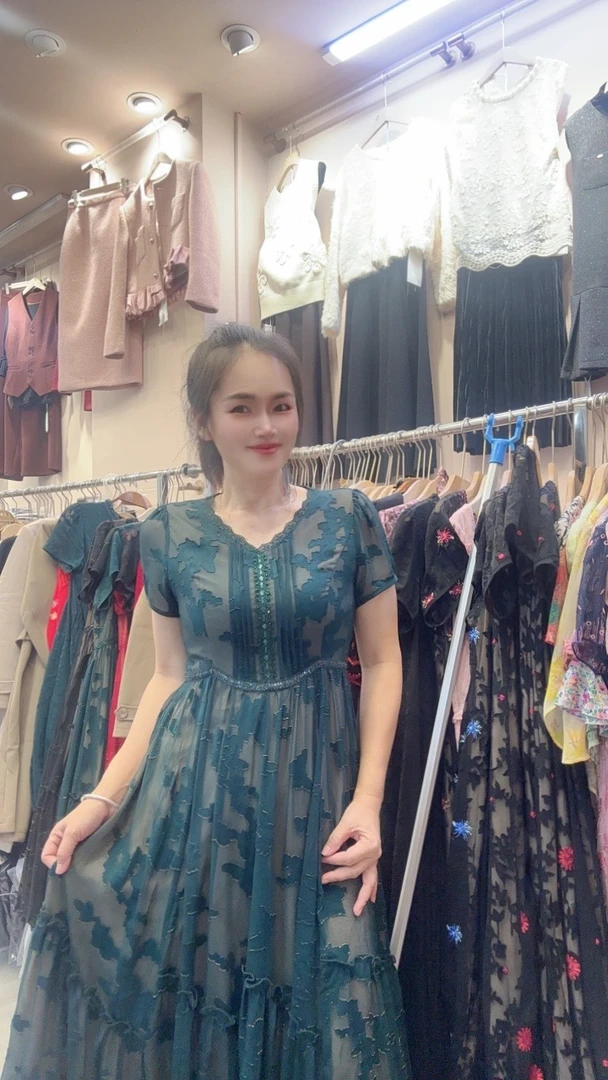 高端提花短袖连衣裙女新款夏天