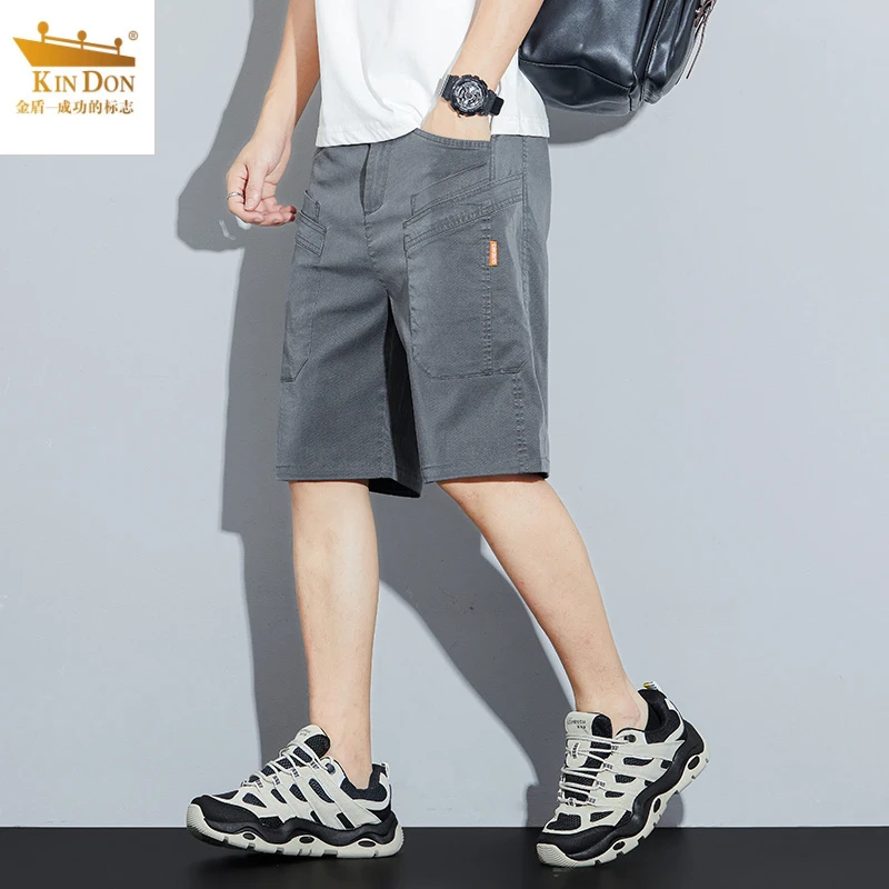金盾新款潮牌莱赛尔工装休闲五分中裤夏季薄款冰丝牛仔短裤男士