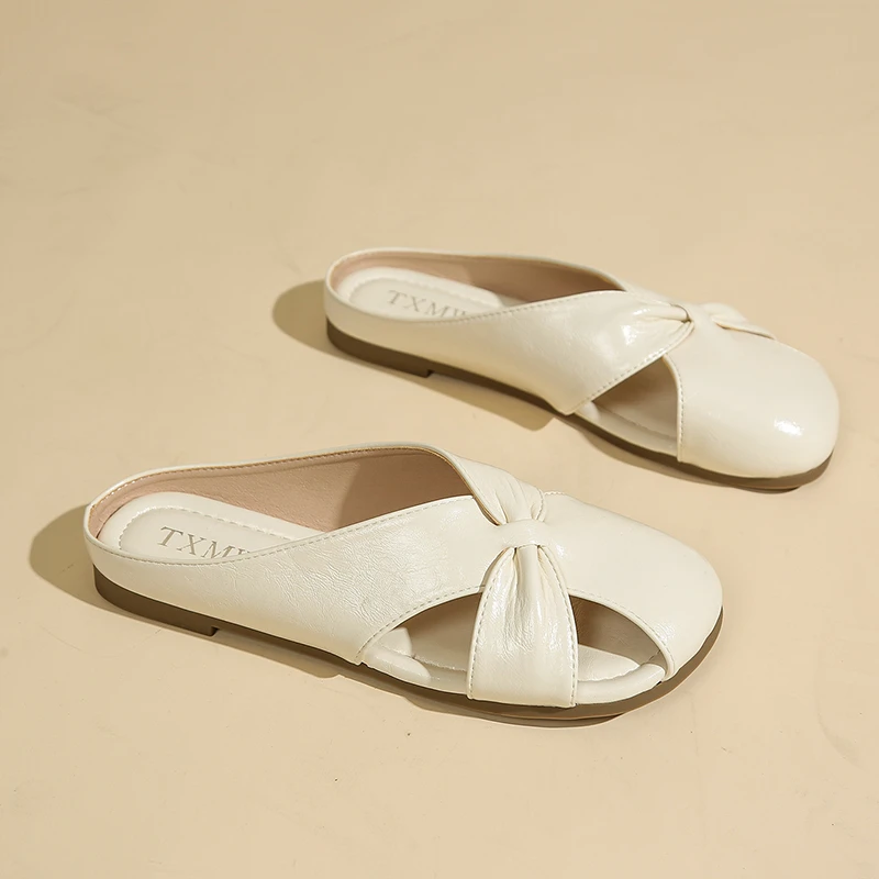 银色法式凉拖女款夏季外穿百搭韩版软底女鞋一脚蹬平底包头半拖鞋