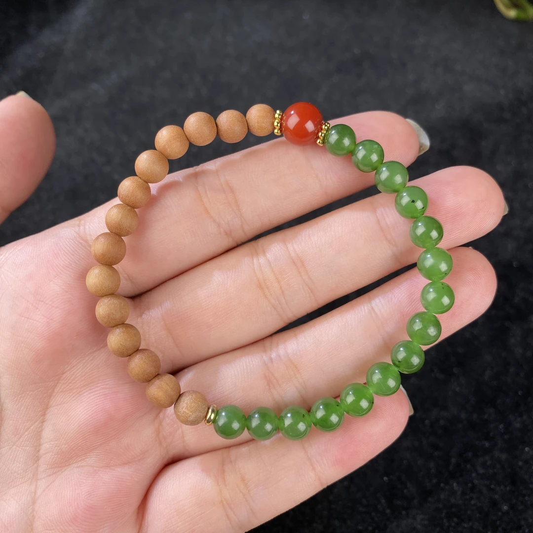 【麦子家族秋季特惠】天然和田玉碧玉手串5-6圆多样性发1 SC656