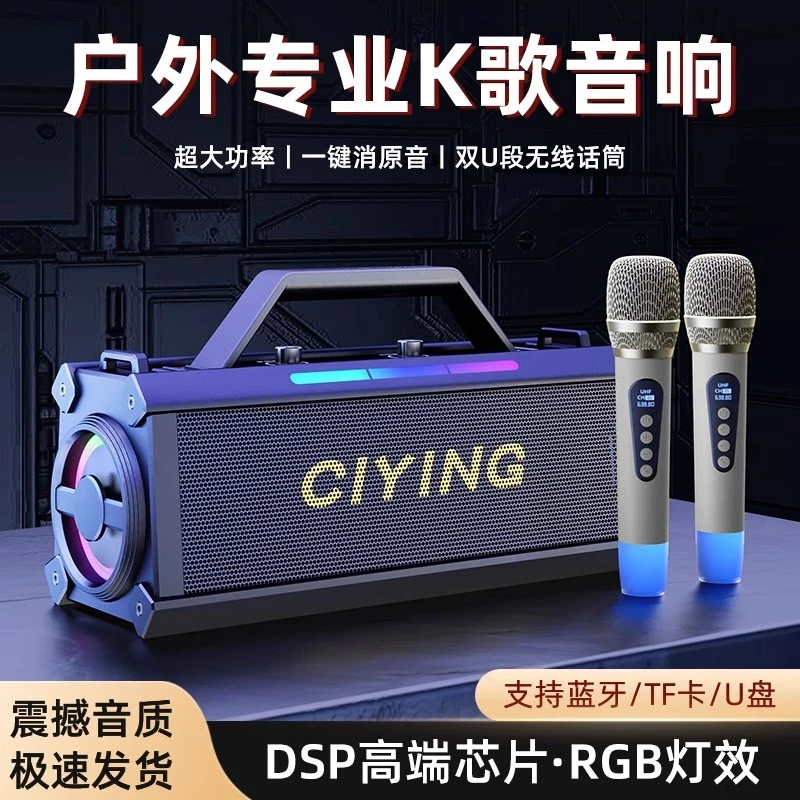 柏林之音蓝牙音箱家用K歌客厅话筒音响一体机车载重低音炮大功率