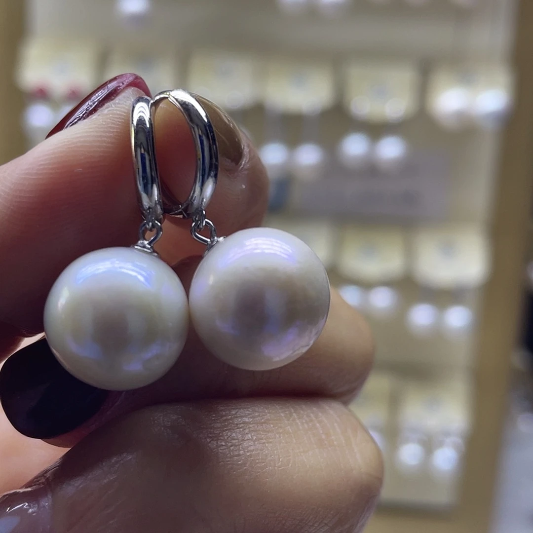 银S925镶嵌淡水珍珠耳饰