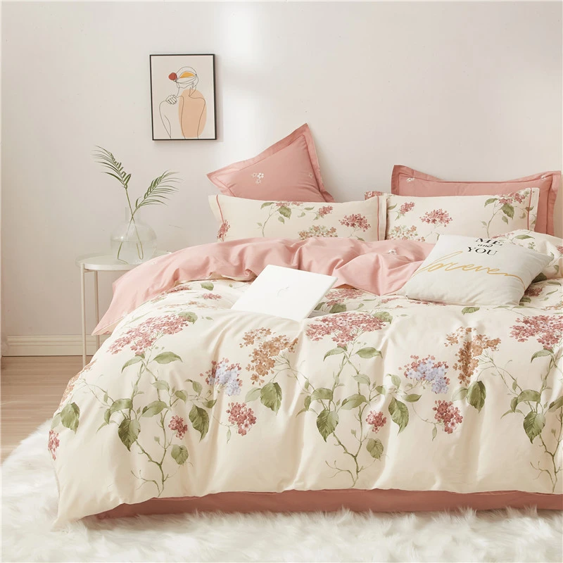 轻奢田园风全棉四件套100%纯棉印花被套床单小清新棉被罩床上用品
