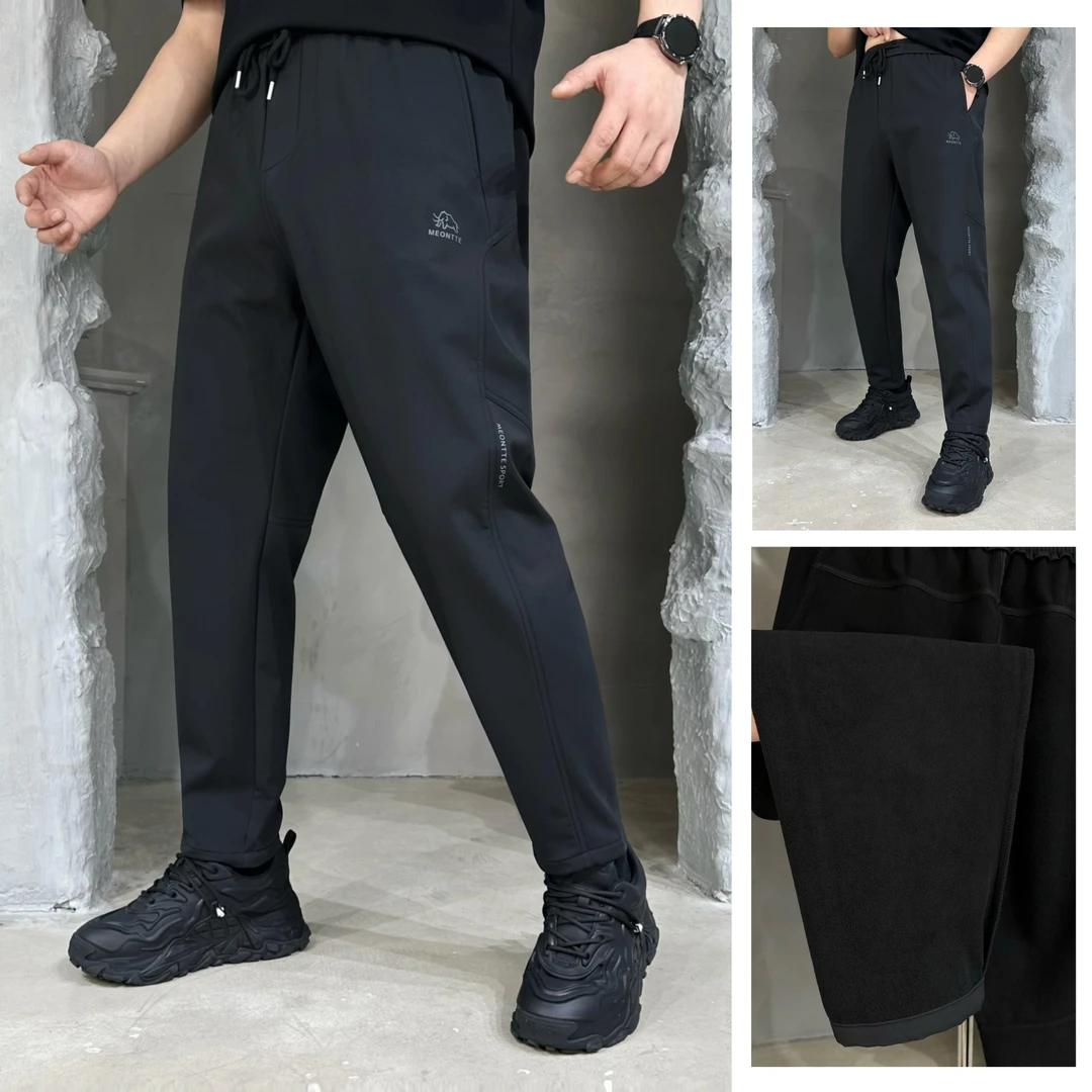 【加绒款】胖语大码男装 2025冬季户外软壳机能风加绒直筒裤93002#S