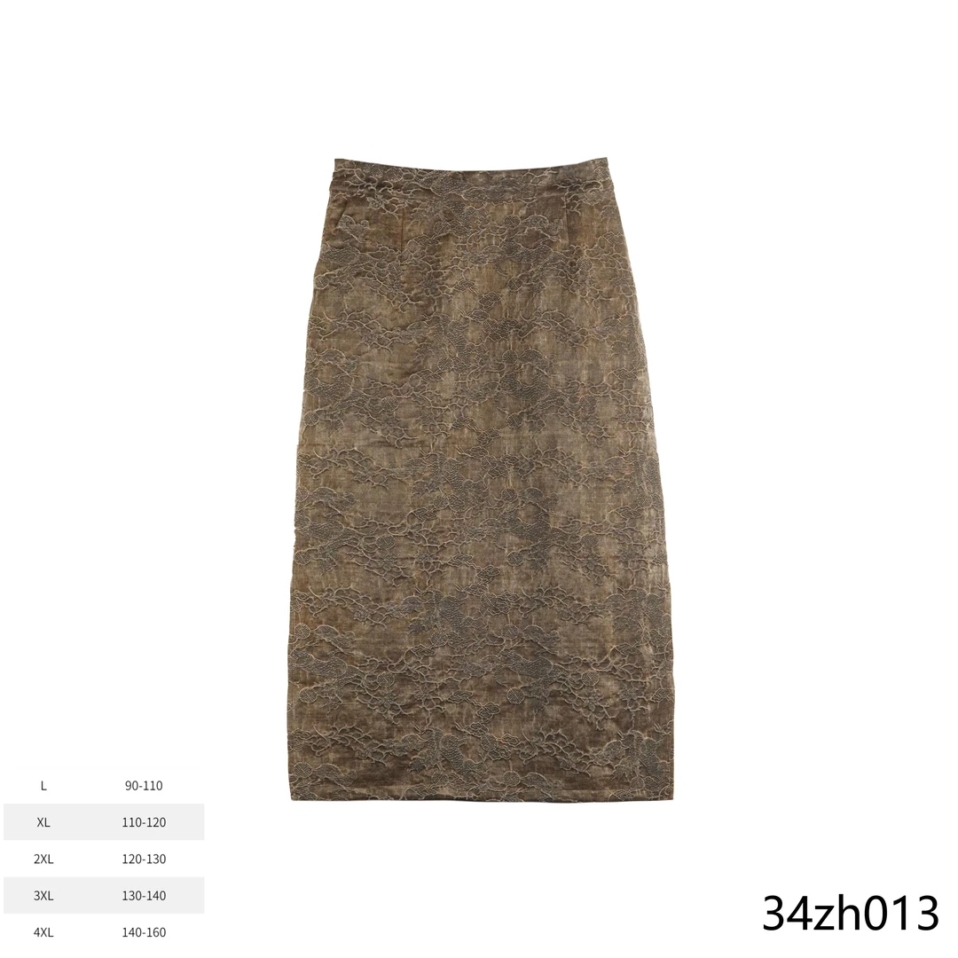 PP 2025春夏新款时尚国风柞蚕丝半裙34zh013